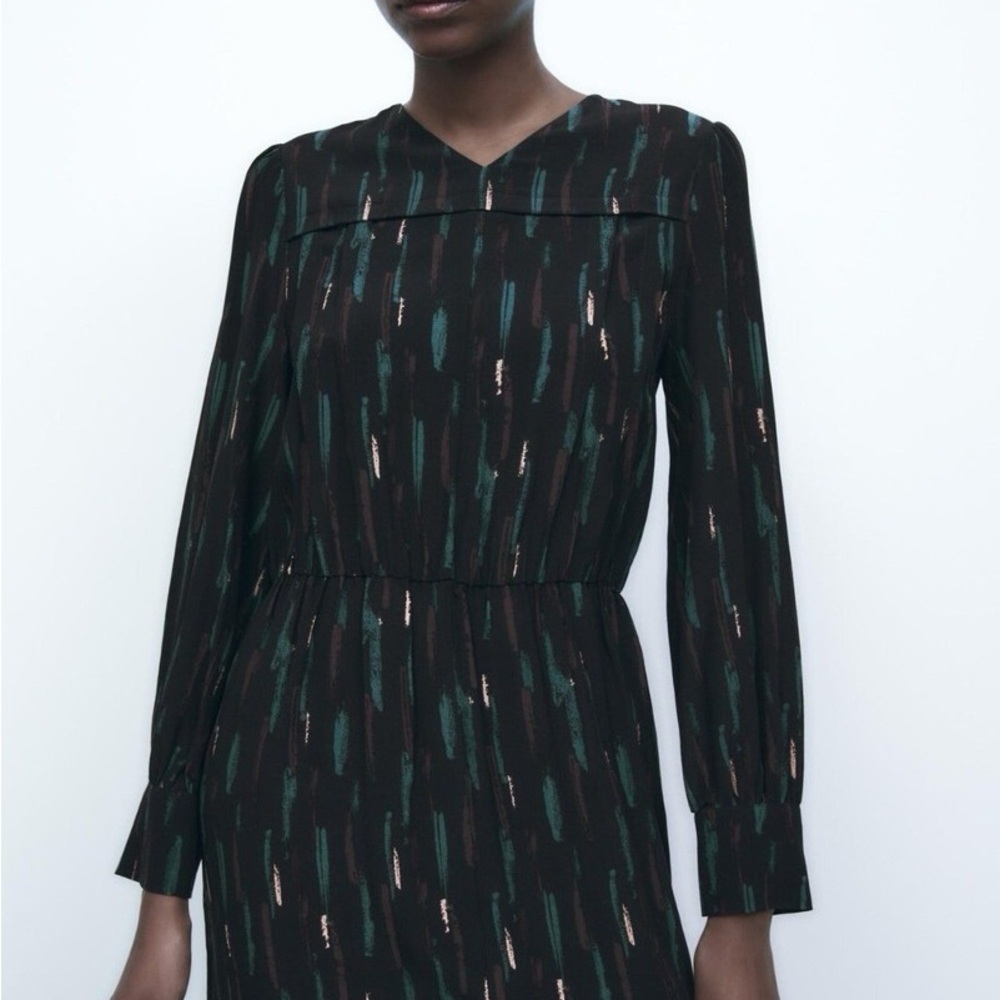 Zara Gabriela Abstract Patterned L/S Short Dress, Size Medium - Picture 4 of 15